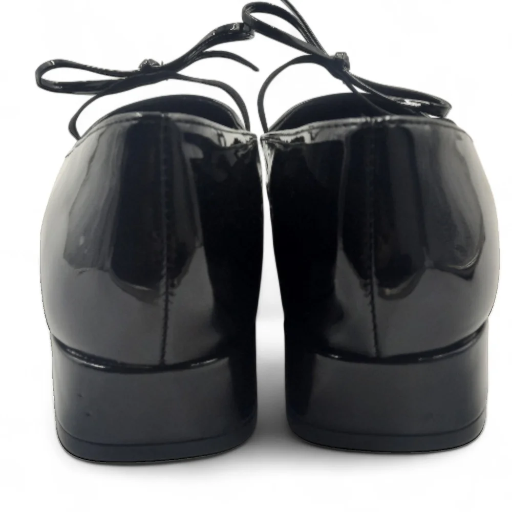 MADDEN Girl Mary Jane Flats Black Patent Square Toe Bow Ladylike Minimal 8.5 LNC - Picture 5 of 9